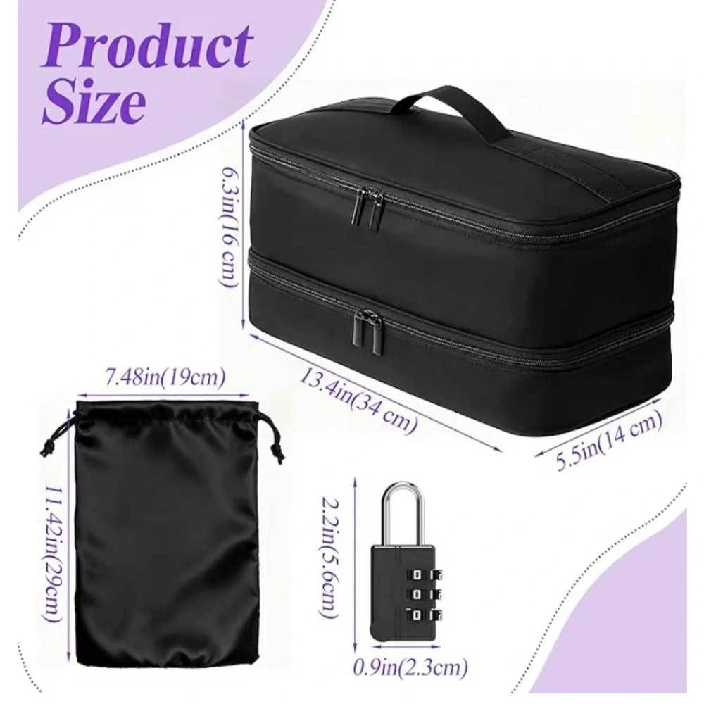 🗽Black Travel Storage Organizer Bag with Lock